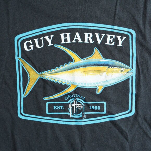 Guy Harvey Short Sleeve Fish Graphic T-Shirt Crewneck Boating Black Mens Size XL - Picture 9 of 15